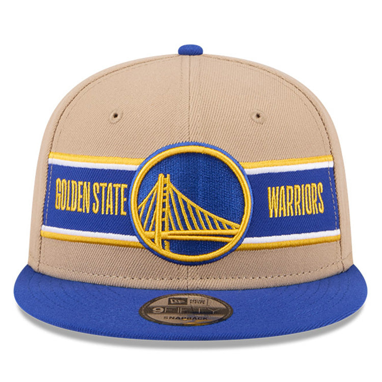 Golden State Warriors NBA 2024 Draft Medium Blue on Camel 9FIFTY Snapback Adjustable Cap