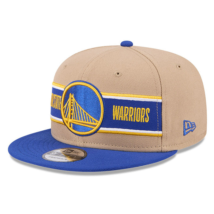 Golden State Warriors NBA 2024 Draft Medium Blue on Camel 9FIFTY Snapback Adjustable Cap