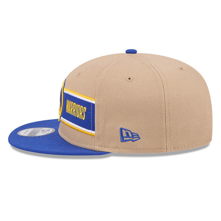 Golden State Warriors NBA 2024 Draft Medium Blue on Camel 9FIFTY Snapback Adjustable Cap