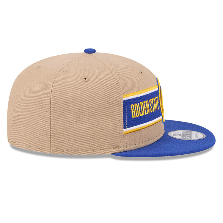 Golden State Warriors NBA 2024 Draft Medium Blue on Camel 9FIFTY Snapback Adjustable Cap