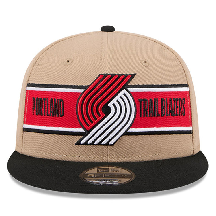 Portland Trail Blazers NBA 2024 Draft Black on Camel 9FIFTY Snapback Adjustable Cap