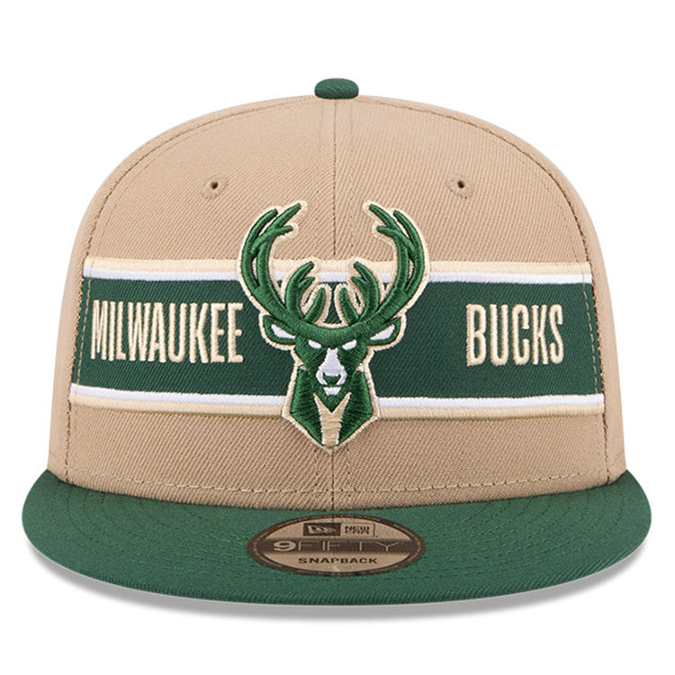 Milwaukee Bucks NBA 2024 Draft Dark Green on Camel 9FIFTY Snapback Adjustable Cap