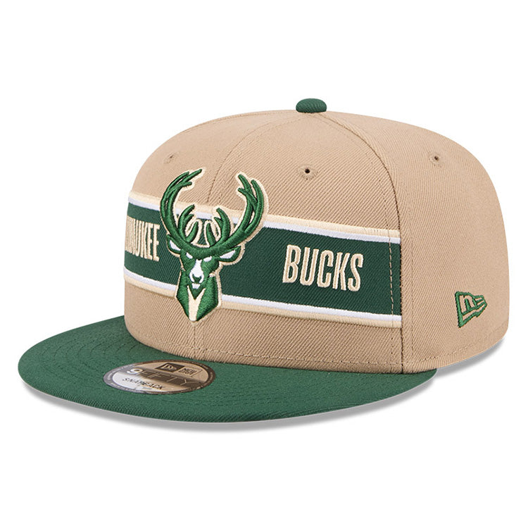 Milwaukee Bucks NBA 2024 Draft Dark Green on Camel 9FIFTY Snapback Adjustable Cap