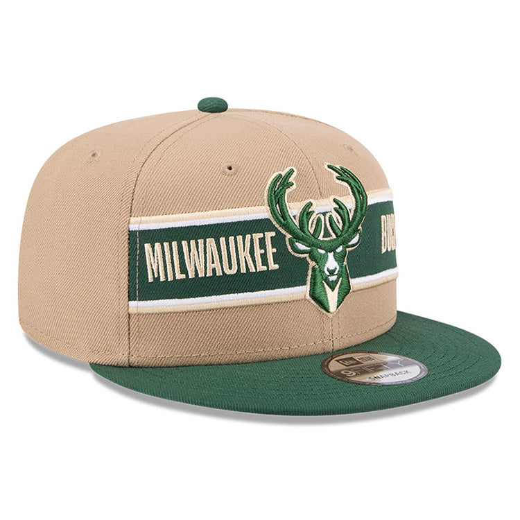 Milwaukee Bucks NBA 2024 Draft Dark Green on Camel 9FIFTY Snapback Adjustable Cap