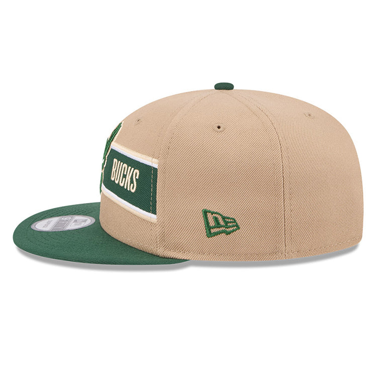 Milwaukee Bucks NBA 2024 Draft Dark Green on Camel 9FIFTY Snapback Adjustable Cap