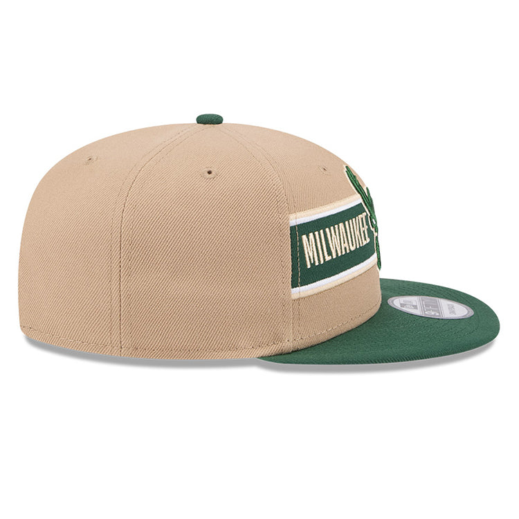 Milwaukee Bucks NBA 2024 Draft Dark Green on Camel 9FIFTY Snapback Adjustable Cap