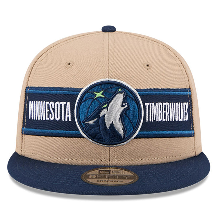 Minnesota Timberwolves NBA 2024 Draft Dark Blue on Camel 9FIFTY Snapback Adjustable Cap