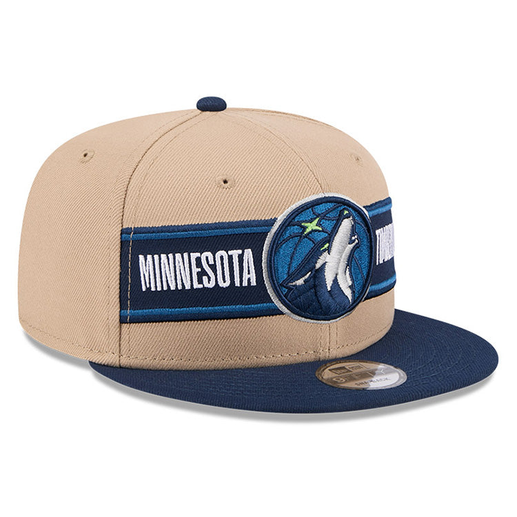 Minnesota Timberwolves NBA 2024 Draft Dark Blue on Camel 9FIFTY Snapback Adjustable Cap