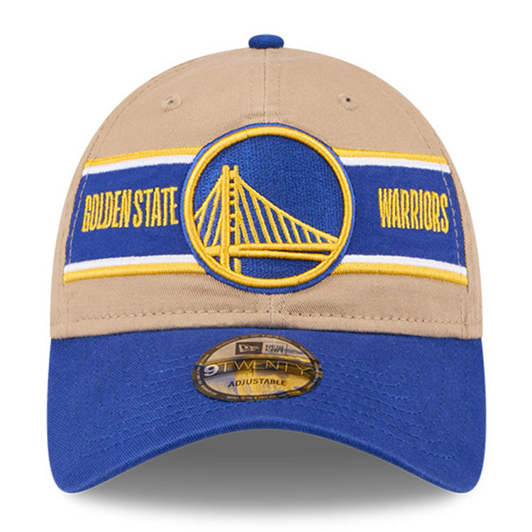 Golden State Warriors NBA 2024 Draft Medium Blue on Camel 9TWENTY Adjustable Cap