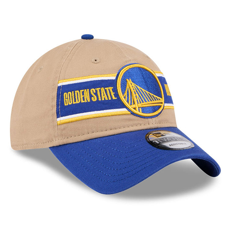 Golden State Warriors NBA 2024 Draft Medium Blue on Camel 9TWENTY Adjustable Cap