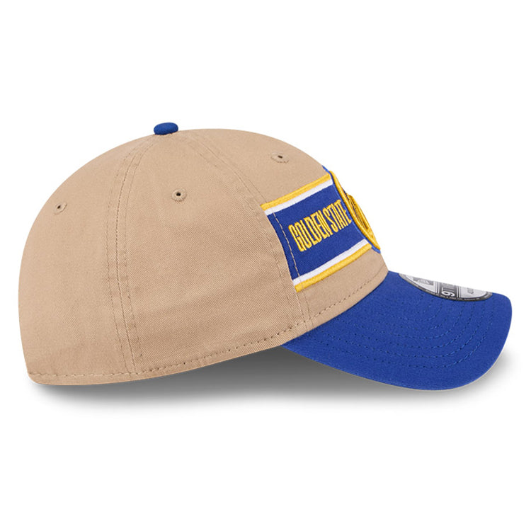 Golden State Warriors NBA 2024 Draft Medium Blue on Camel 9TWENTY Adjustable Cap