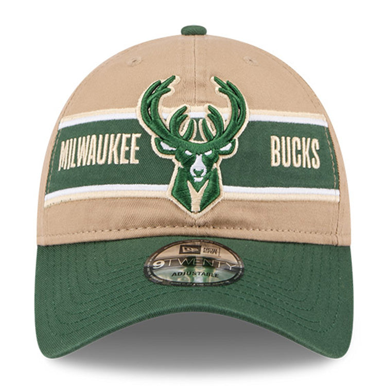 Milwaukee Bucks NBA 2024 Draft Kelly Green on Camel 9TWENTY Adjustable Cap