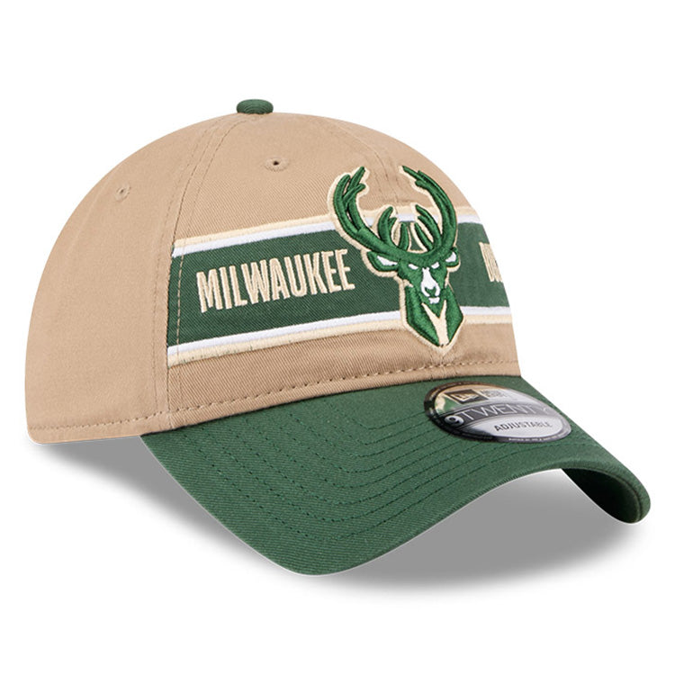 Milwaukee Bucks NBA 2024 Draft Kelly Green on Camel 9TWENTY Adjustable Cap