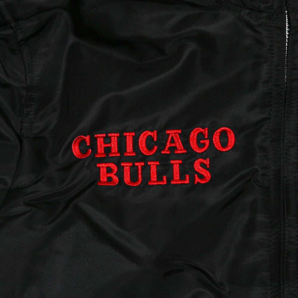 Chicago Bulls NBA x Alpha Industries Black Hooded Bomber Varsity Jacket