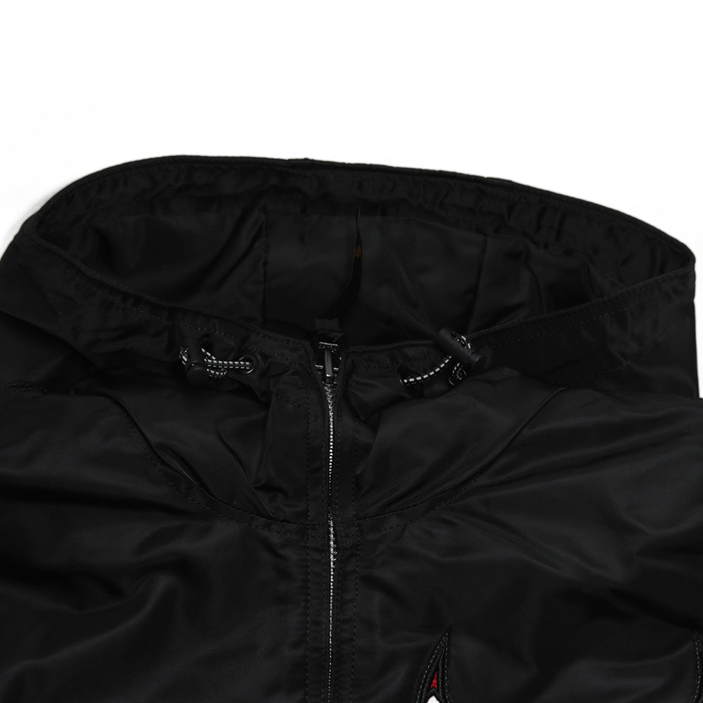 Chicago Bulls NBA x Alpha Industries Black Hooded Bomber Varsity Jacket