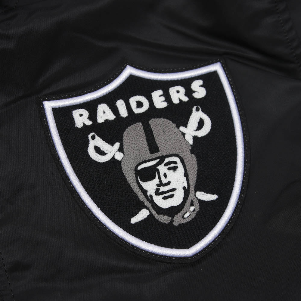 Las Vegas Raiders NFL x Alpha Industries Black Hooded Bomber Jacket