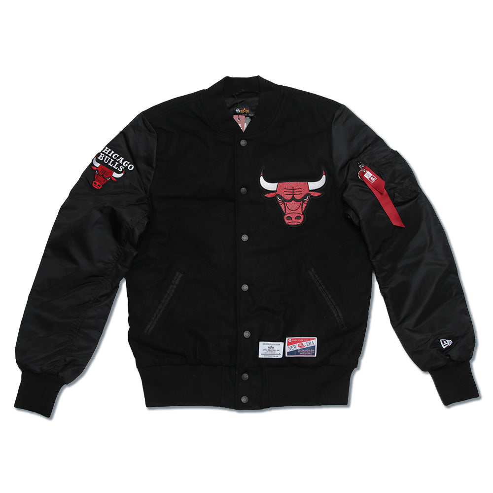 Chicago Bulls NBA x Alpha Industries Black Bomber Varsity Jacket