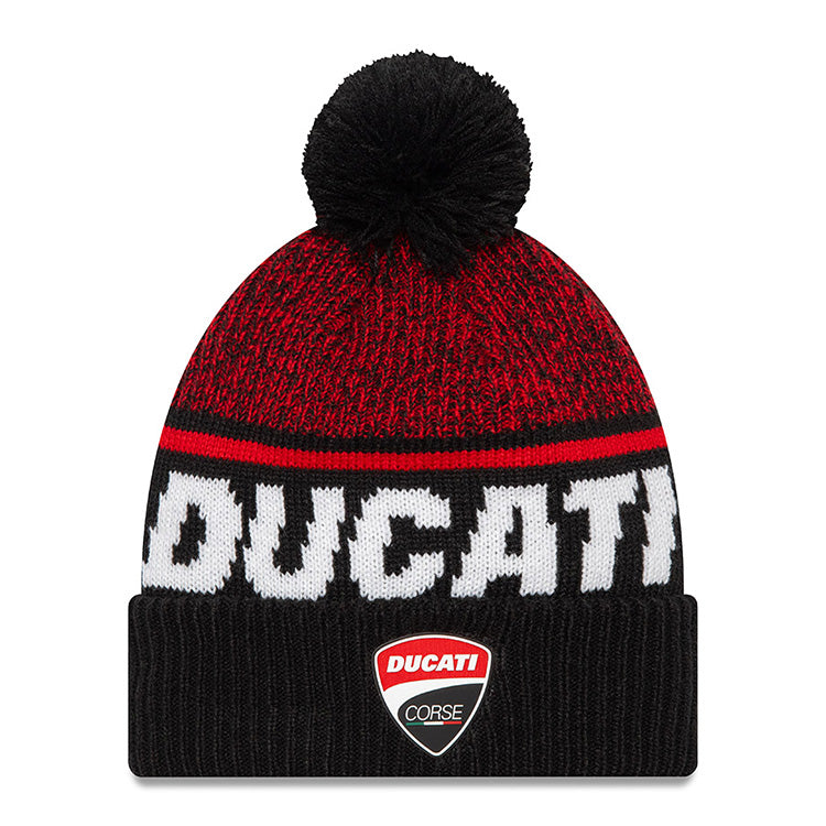 New Era Ducati Motorsports Logo Sport Black Bobble Knit Beanie Hat