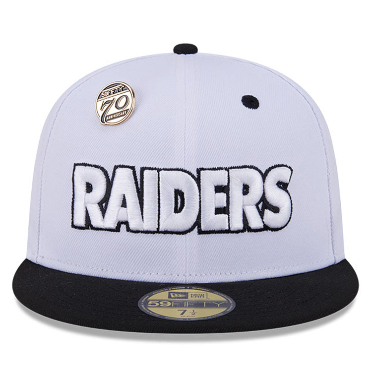 Las Vegas Raiders NFL 59FIFTY Day 2024 White on Black 59FIFTY Fitted Cap