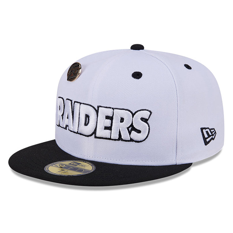 Las Vegas Raiders NFL 59FIFTY Day 2024 White on Black 59FIFTY Fitted Cap