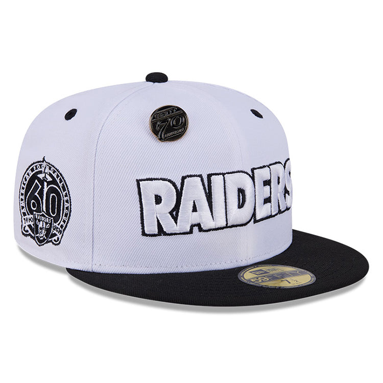 Las Vegas Raiders NFL 59FIFTY Day 2024 White on Black 59FIFTY Fitted Cap