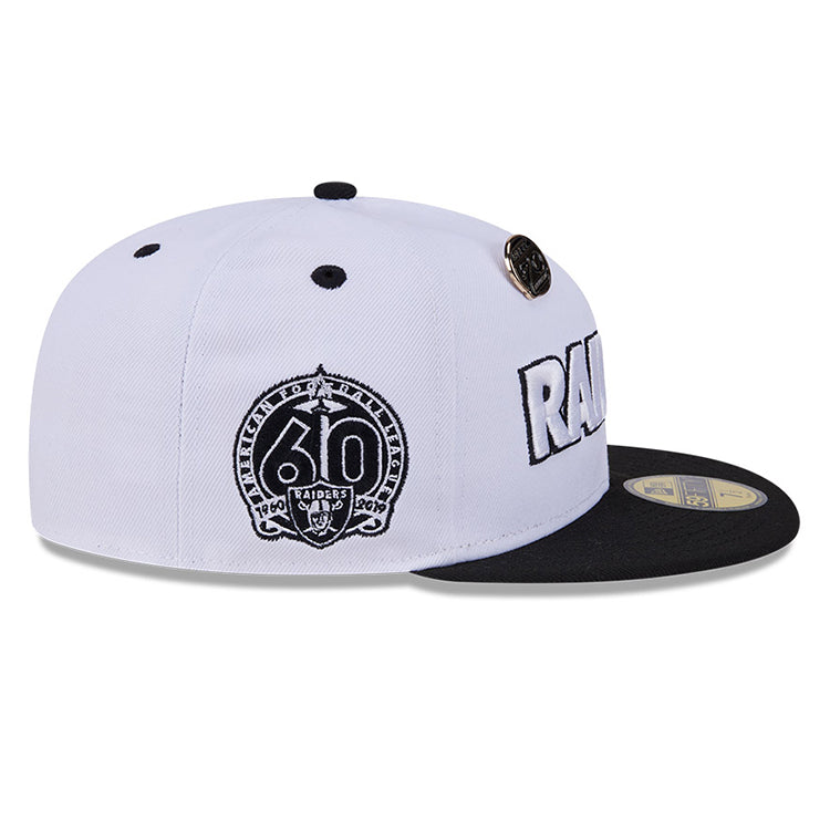 Las Vegas Raiders NFL 59FIFTY Day 2024 White on Black 59FIFTY Fitted Cap