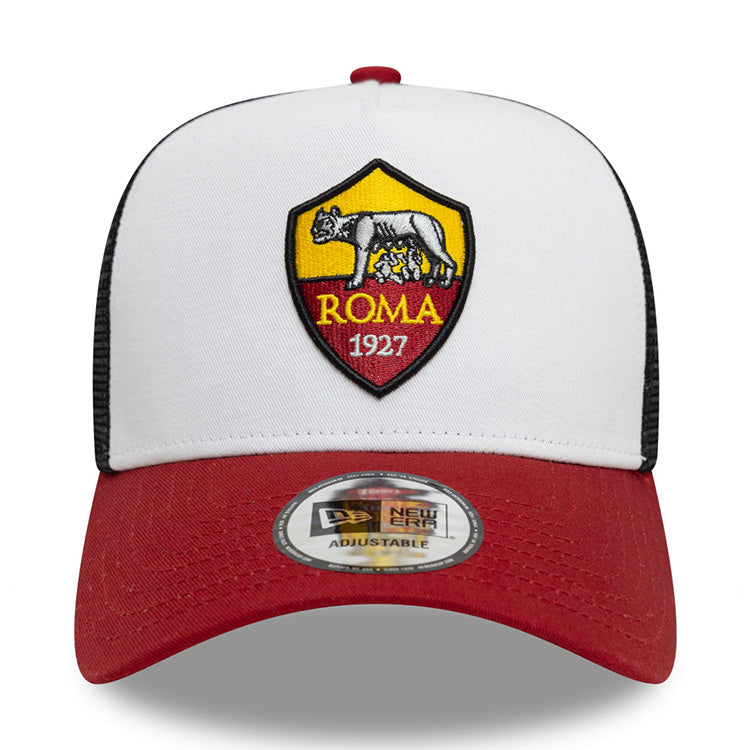 New Era AS Roma Football Club Optic White Scarlet 9FORTY E-Frame Trucker Snapback Cap