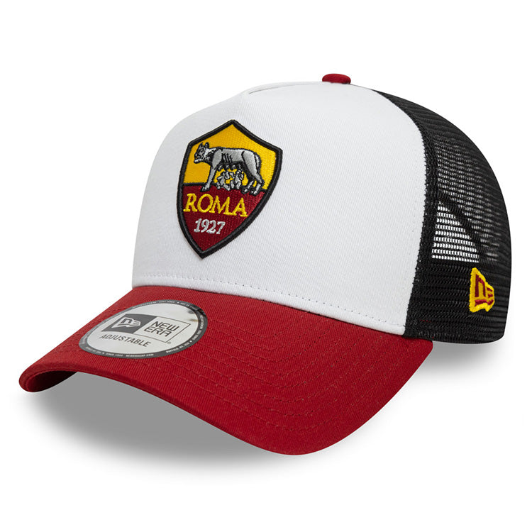 New Era AS Roma Football Club Optic White Scarlet 9FORTY E-Frame Trucker Snapback Cap
