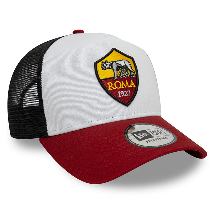 AS Roma Football Club Optic White Scarlet 9FORTY Trucker Snapback Cap