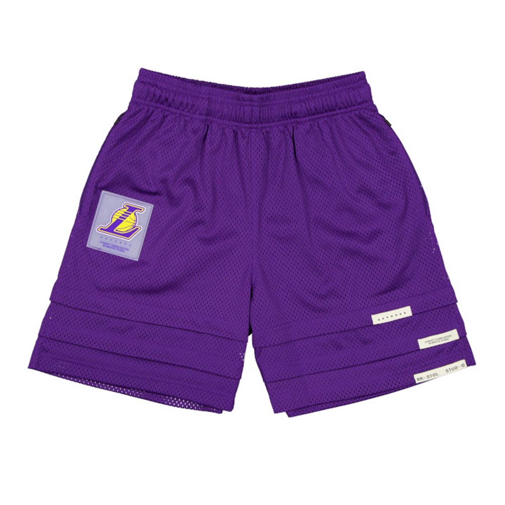 New Era x Bristol Studio Los Angeles Lakers NBA Purple Mesh Basketball Shorts