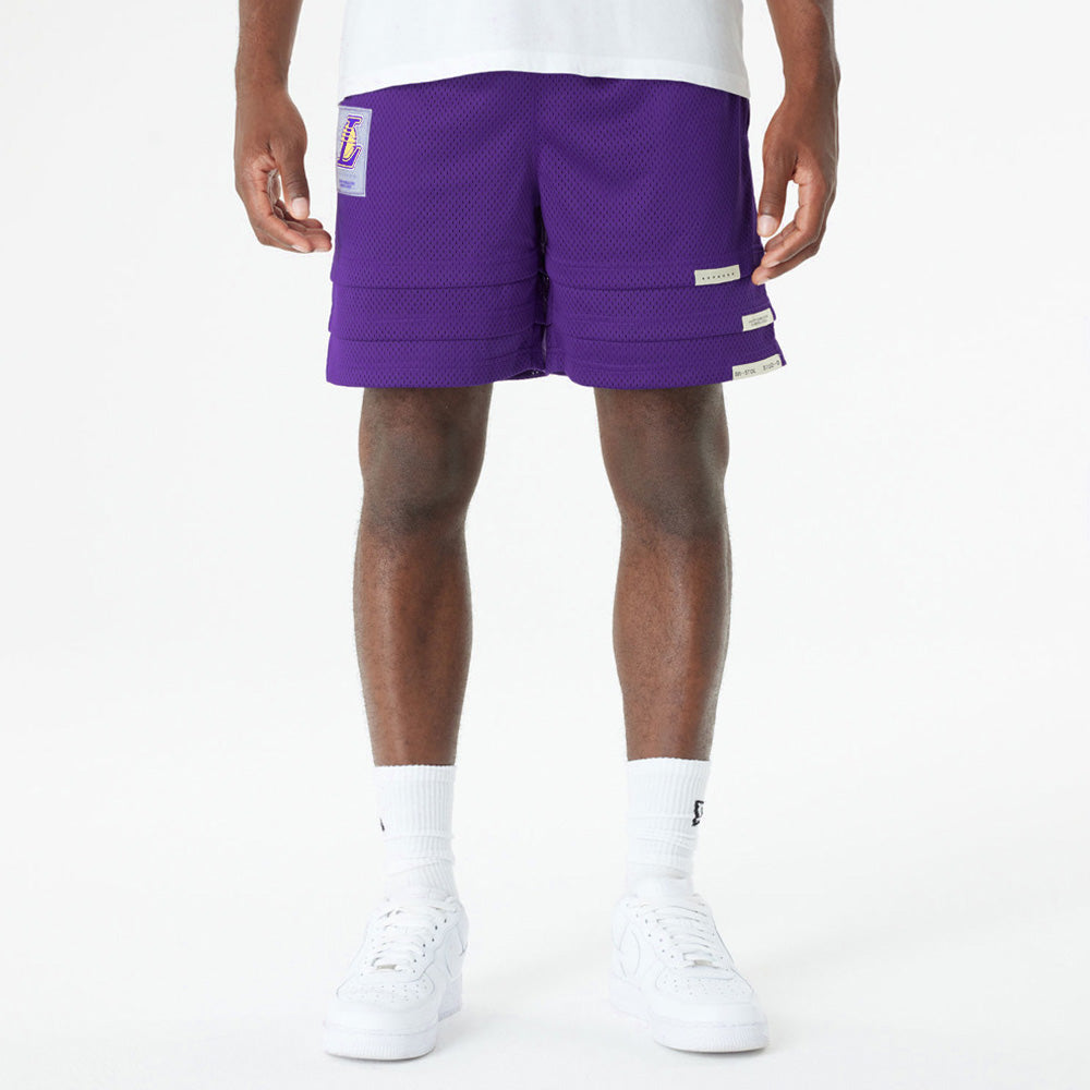 New Era x Bristol Studio Los Angeles Lakers NBA Purple Mesh Basketball Shorts