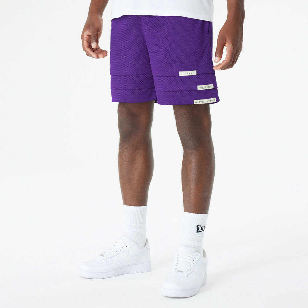 New Era x Bristol Studio Los Angeles Lakers NBA Purple Mesh Basketball Shorts