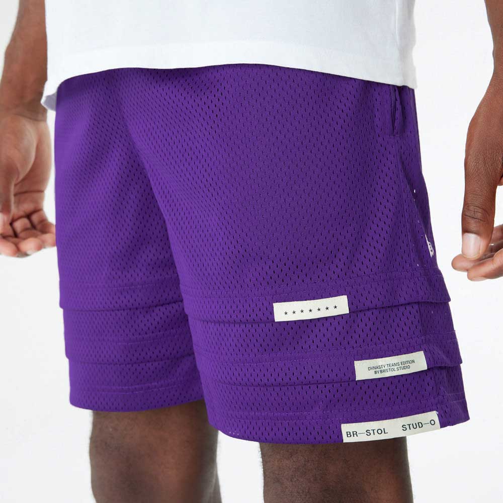 New Era x Bristol Studio Los Angeles Lakers NBA Purple Mesh Basketball Shorts