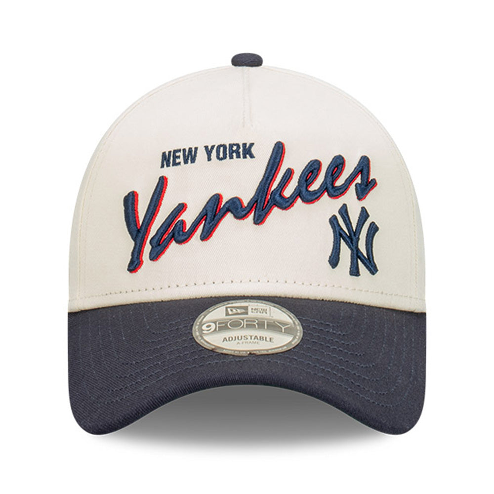 New Era New York Yankees MLB Chrome Script Chrome White 9FORTY A-Frame Snapback Cap