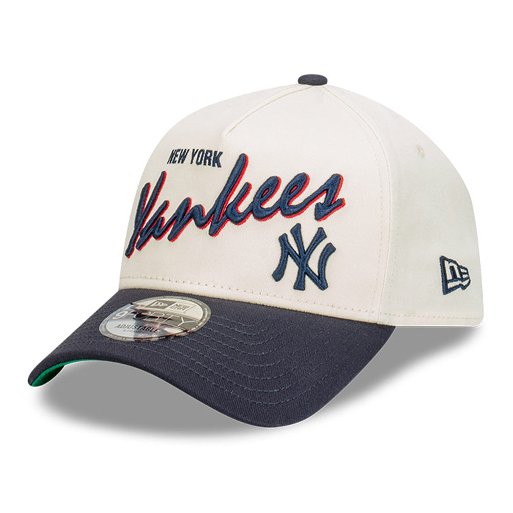 New Era New York Yankees MLB Chrome Script Chrome White 9FORTY A-Frame Snapback Cap