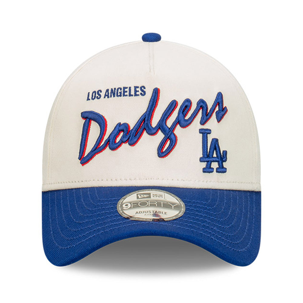 New Era Los Angeles Dodgers MLB Chrome Script Chrome White 9FORTY A-Frame Snapback Cap