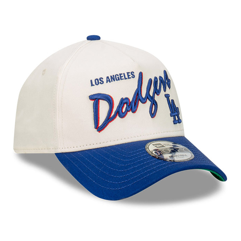 New Era Los Angeles Dodgers MLB Chrome Script Chrome White 9FORTY A-Frame Snapback Cap