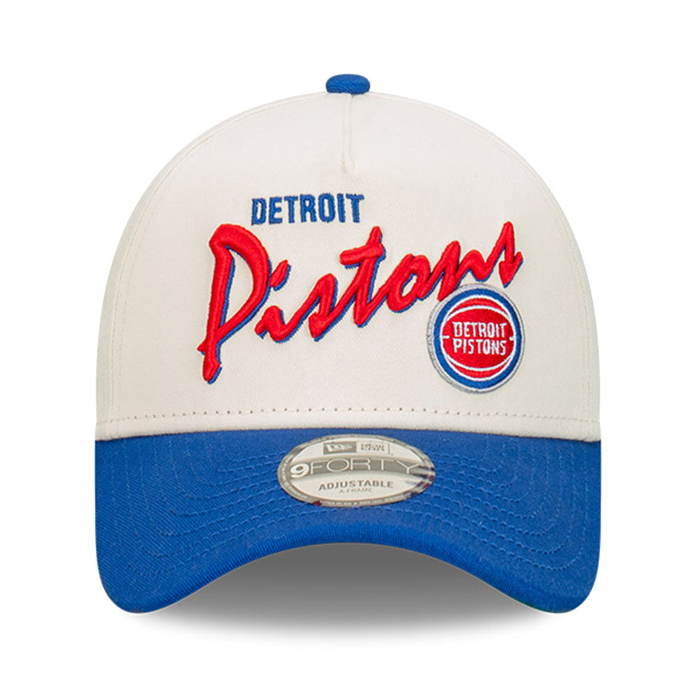 New Era Detroit Pistons NBA Chrome Script Chrome White 9FORTY A-Frame Snapback Cap