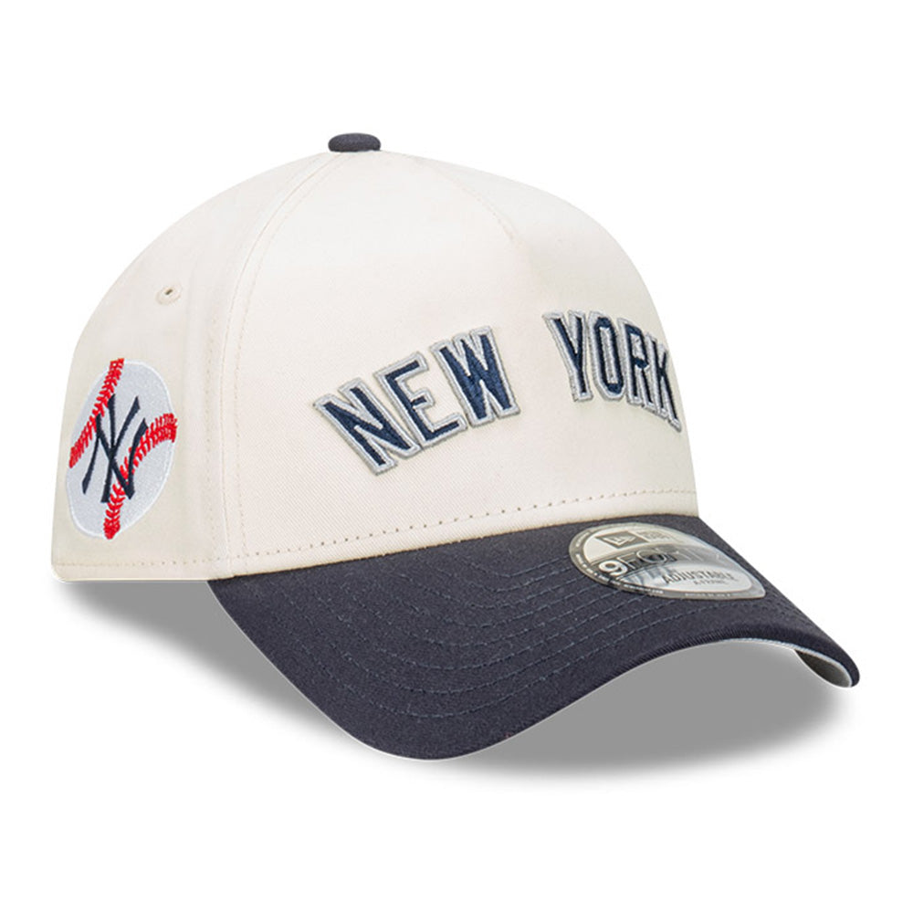 New Era New York Yankees MLB Wordmark Baseball Chrome White 9FORTY A-Frame Snapback Cap