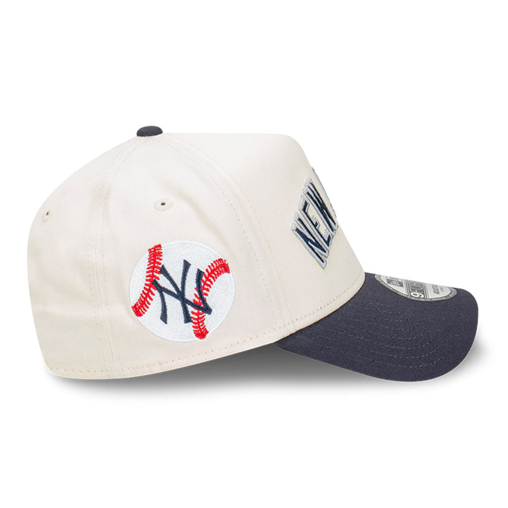 New Era New York Yankees MLB Wordmark Baseball Chrome White 9FORTY A-Frame Snapback Cap