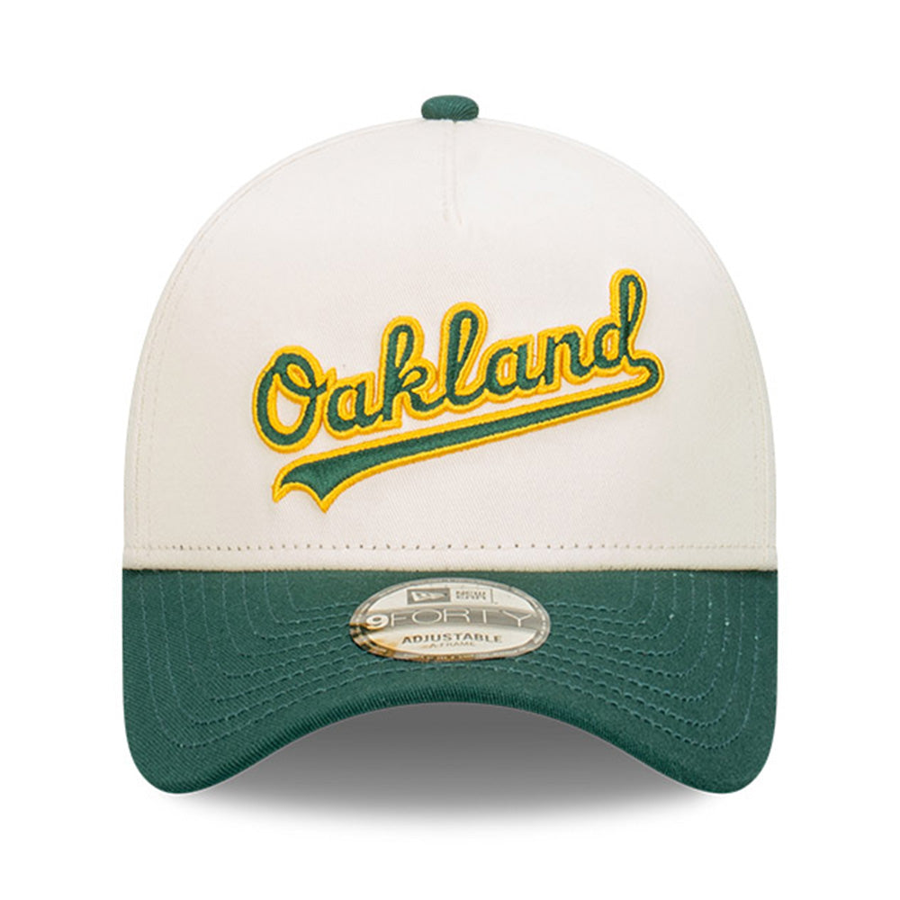 New Era Oakland Athletics MLB Wordmark Baseball Chrome White 9FORTY A-Frame Snapback Cap