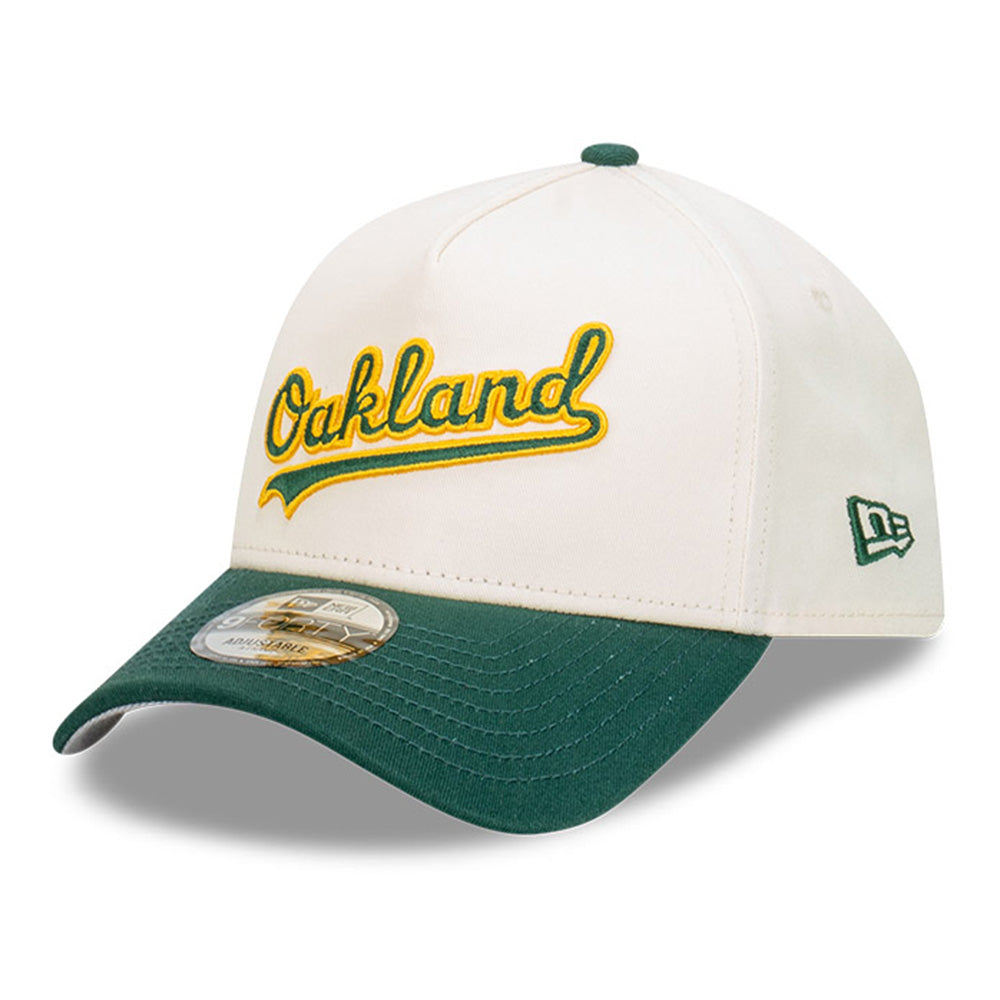 New Era Oakland Athletics MLB Wordmark Baseball Chrome White 9FORTY A-Frame Snapback Cap