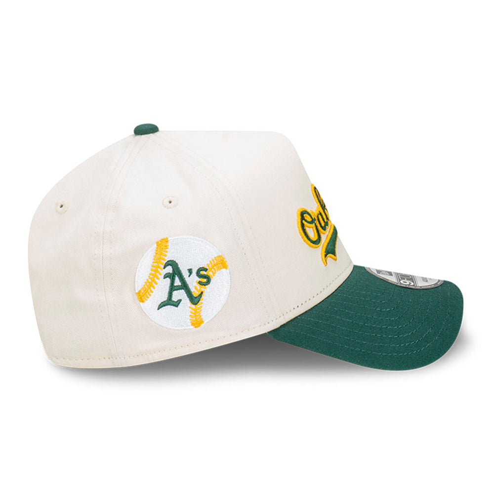 New Era Oakland Athletics MLB Wordmark Baseball Chrome White 9FORTY A-Frame Snapback Cap