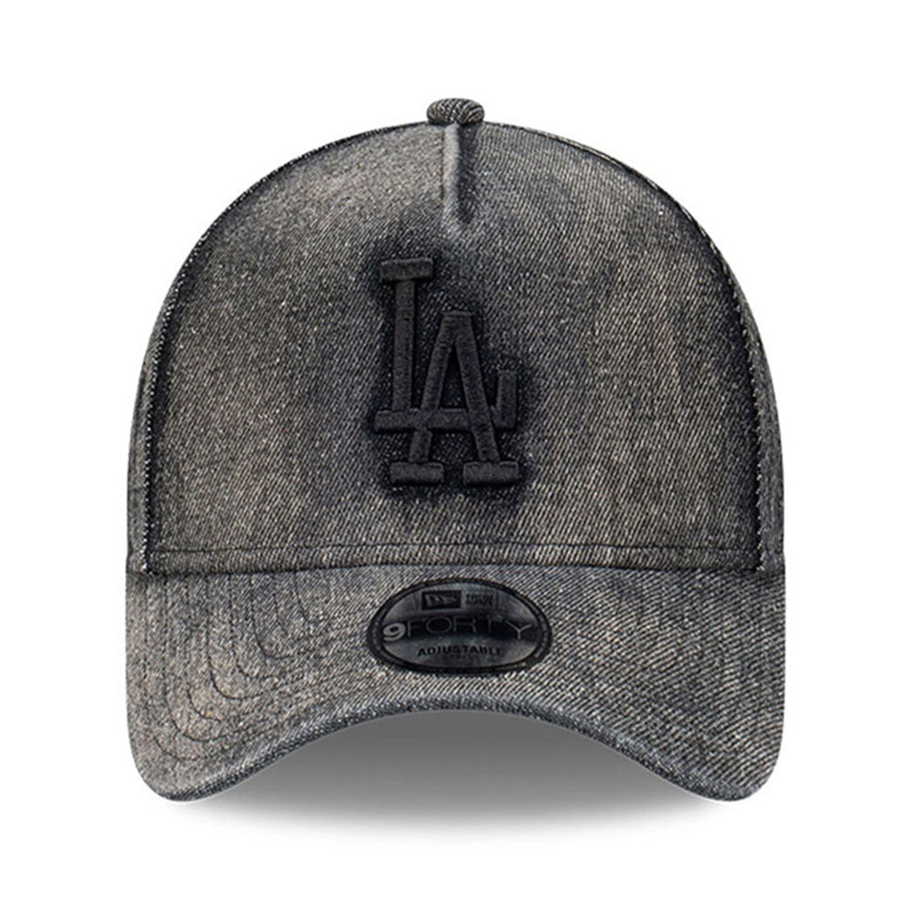 New Era Los Angeles Dodgers Denim Snow Wash Black Denim 9FORTY A-Frame Snapback Cap