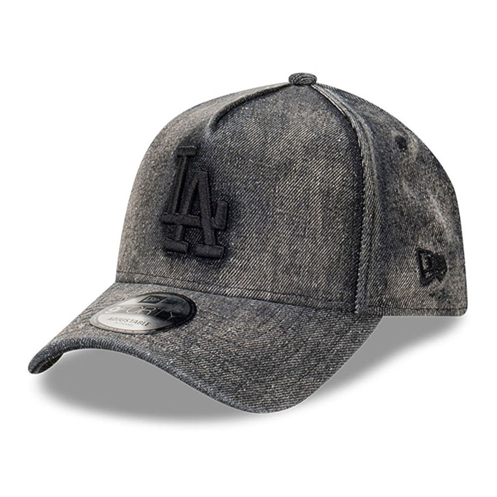 New Era Los Angeles Dodgers Denim Snow Wash Black Denim 9FORTY A-Frame Snapback Cap