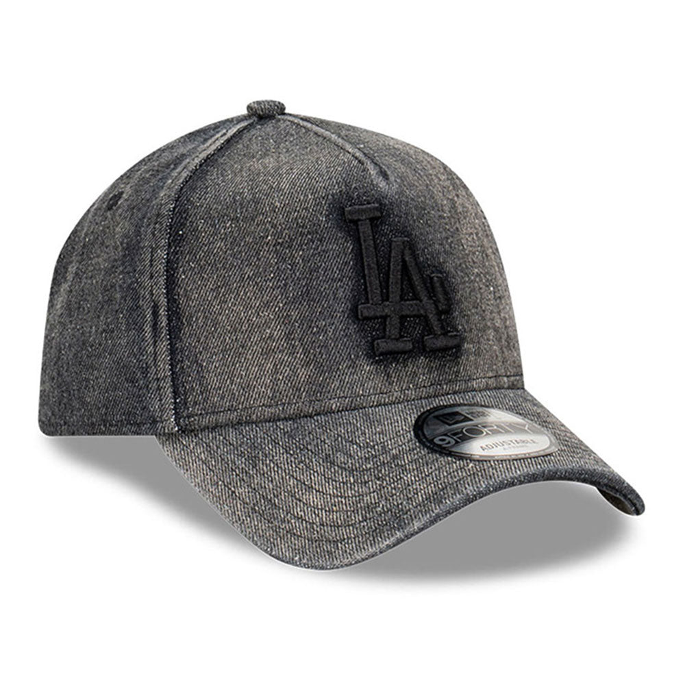 New Era Los Angeles Dodgers Denim Snow Wash Black Denim 9FORTY A-Frame Snapback Cap