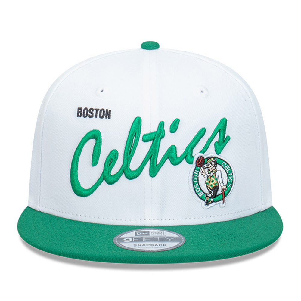 New Era Boston Celtics NBA Vintage Script Optic White 9FIFTY Snapback Cap