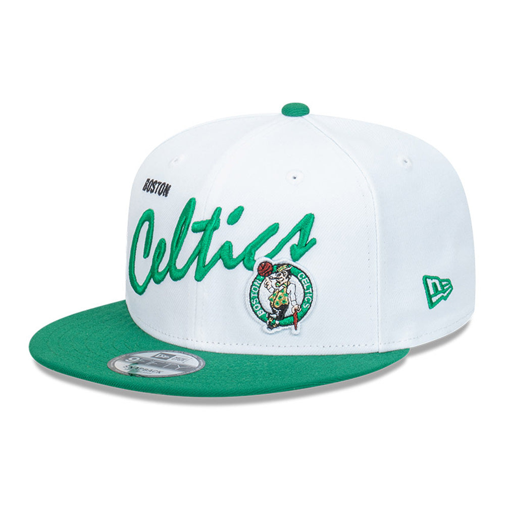 New Era Boston Celtics NBA Vintage Script Optic White 9FIFTY Snapback Cap