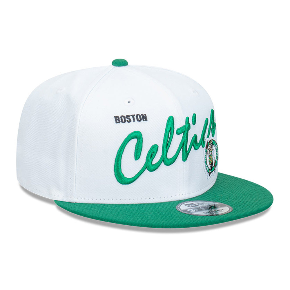 New Era Boston Celtics NBA Vintage Script Optic White 9FIFTY Snapback Cap