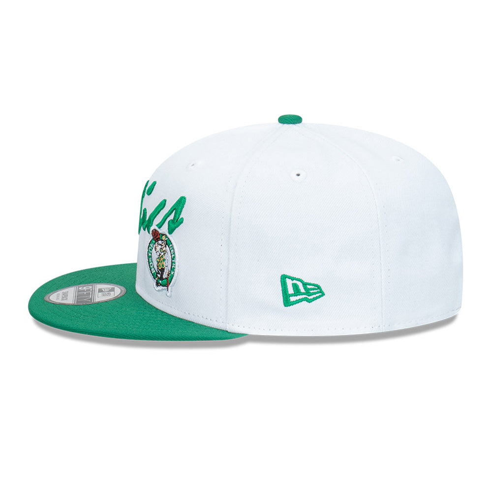 New Era Boston Celtics NBA Vintage Script Optic White 9FIFTY Snapback Cap